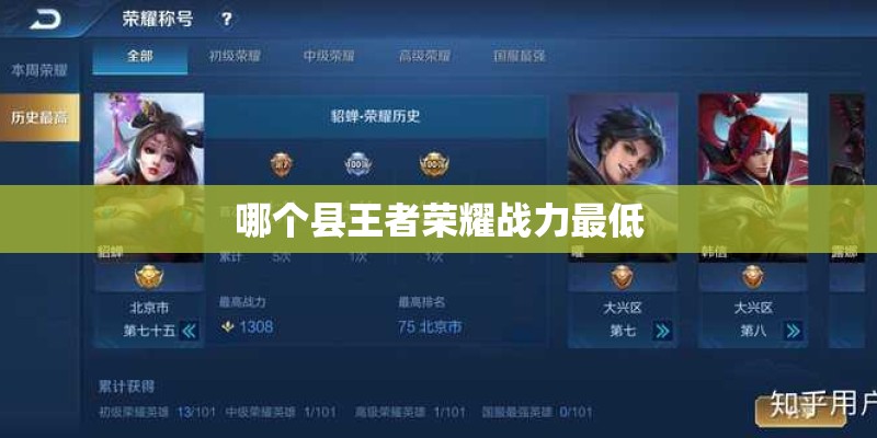 哪个县王者荣耀战力最低