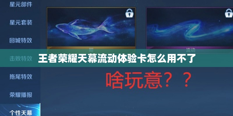 王者荣耀天幕流动体验卡怎么用不了