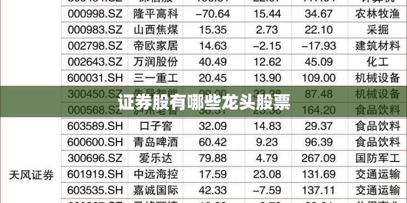 证券股有哪些龙头股票