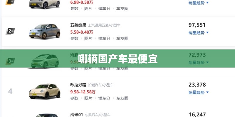 哪辆国产车最便宜