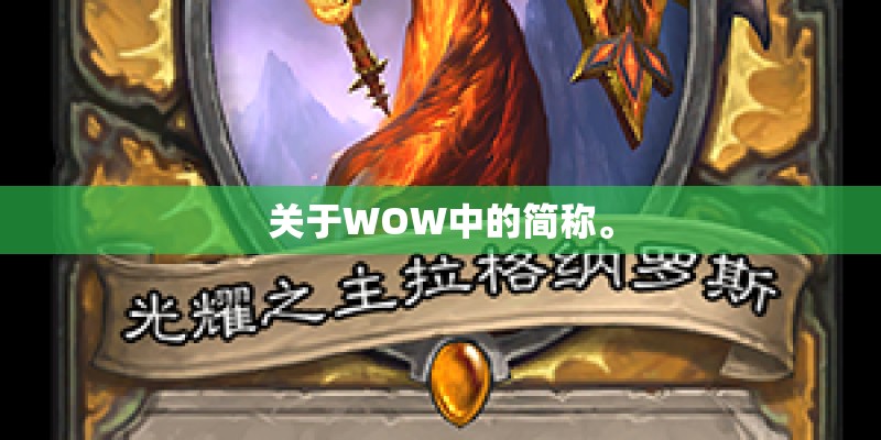 关于WOW中的简称。 关于WOW中的简称。